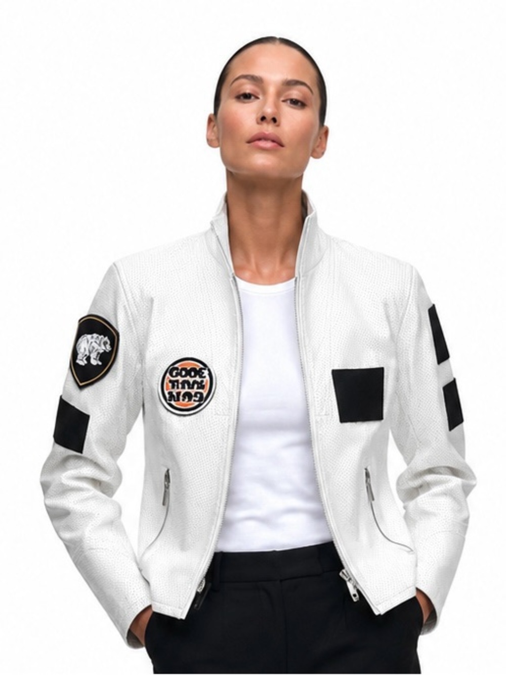 Rare Gumball 3000 Perforated Leather Racing Jacket White Patches Sample Sz S